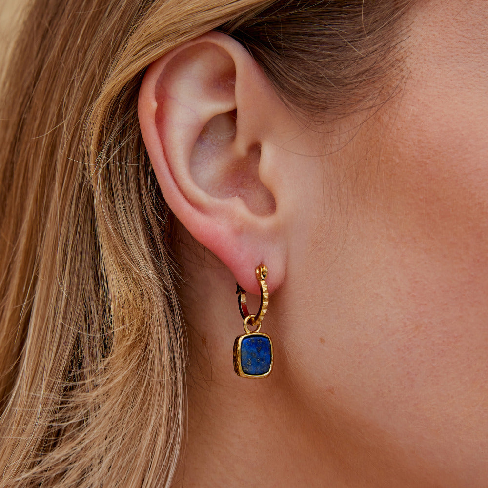 Astoria Blue Stone Hoop Earrings - Beautiful Earth Boutique