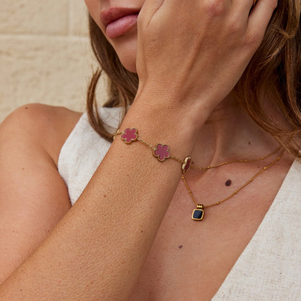 Lucky Red Clover Leaf Bracelet - Beautiful Earth Boutique