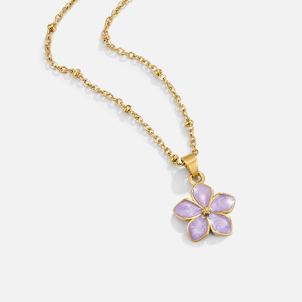 Purple Sakura Bloom Gold Necklace - Beautiful Earth Boutique