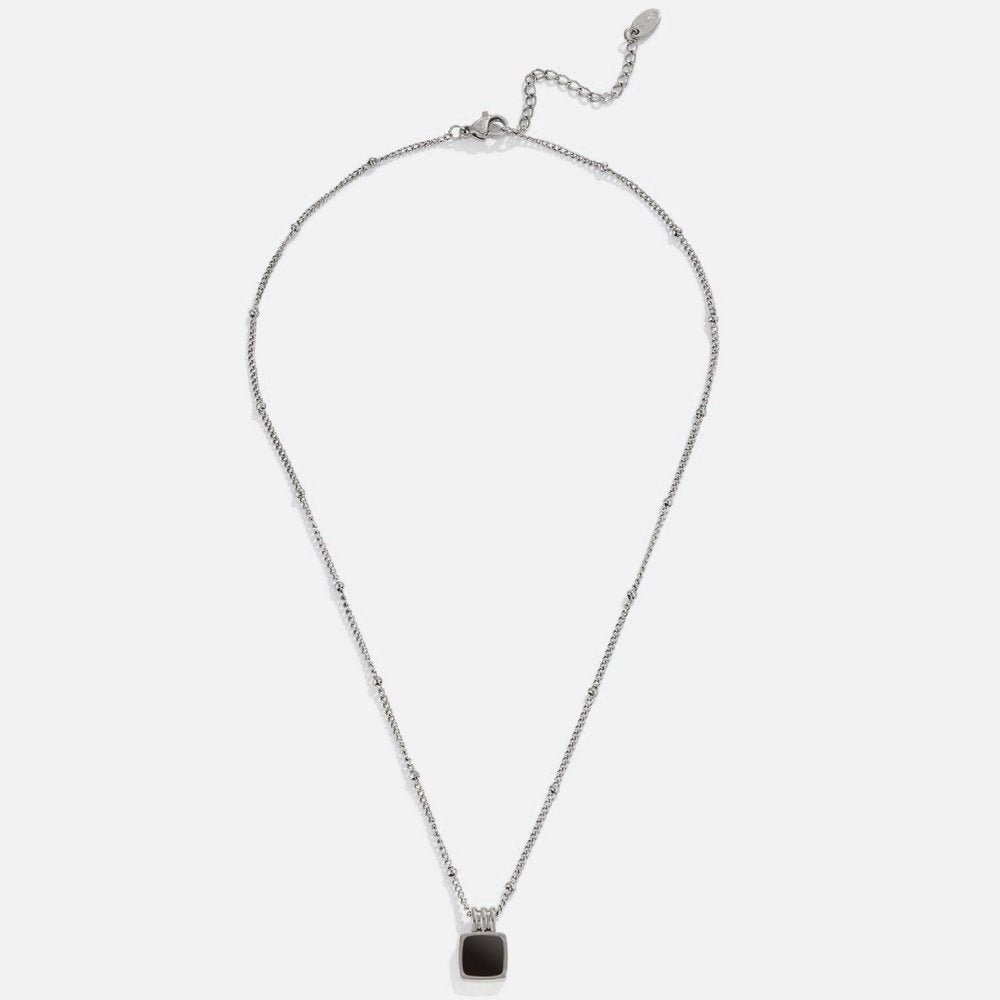 Silver Lucia Black Pendant Necklace - Beautiful Earth Boutique