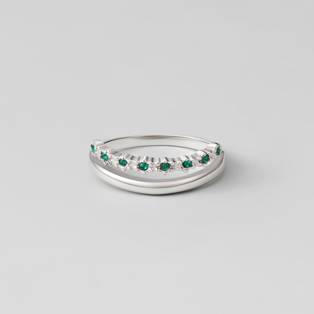 Silver Marissa Emerald Green Layered Ring - Beautiful Earth Boutique