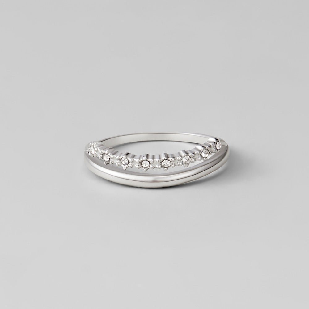 Silver Marissa White Crystal Layered Ring - Beautiful Earth Boutique