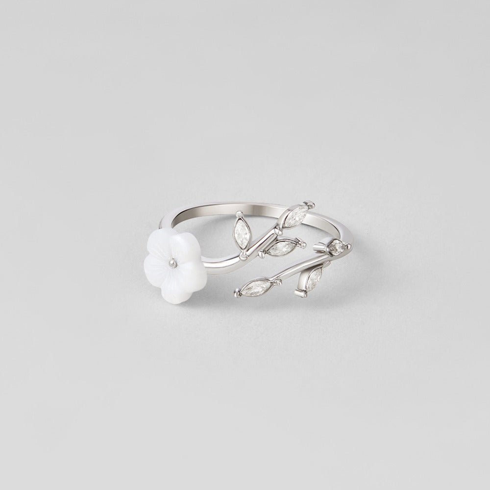 Silver White Blossom Flower Ring - Beautiful Earth Boutique