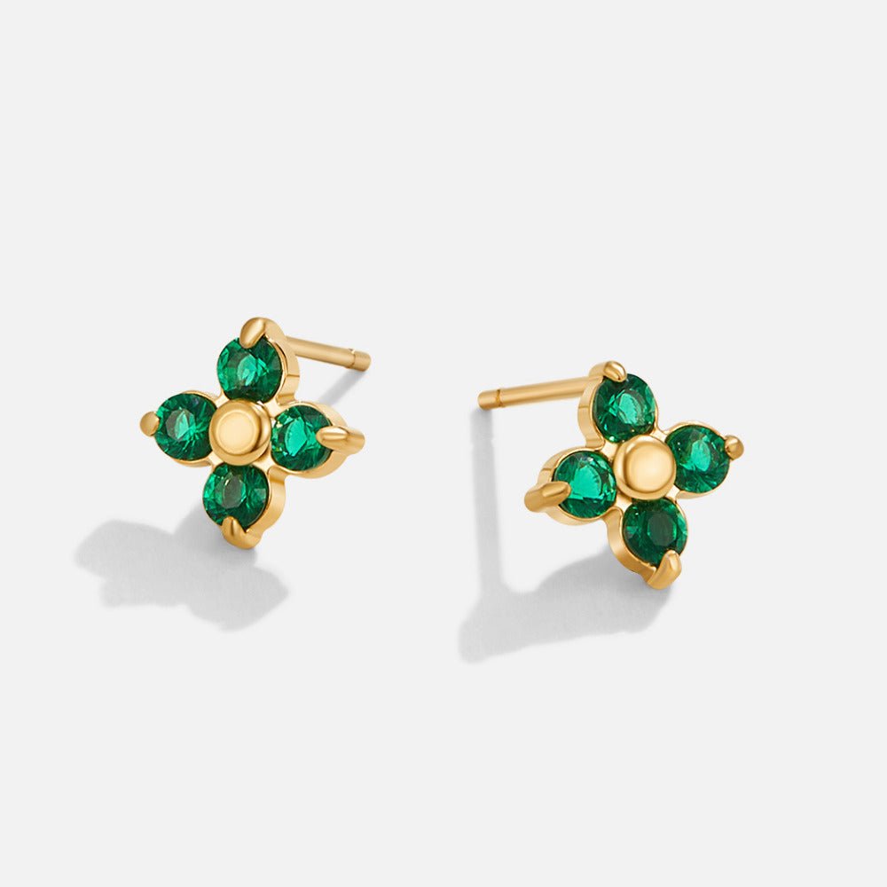 Tiny Emerald Petal Stud Earrings - Beautiful Earth Boutique