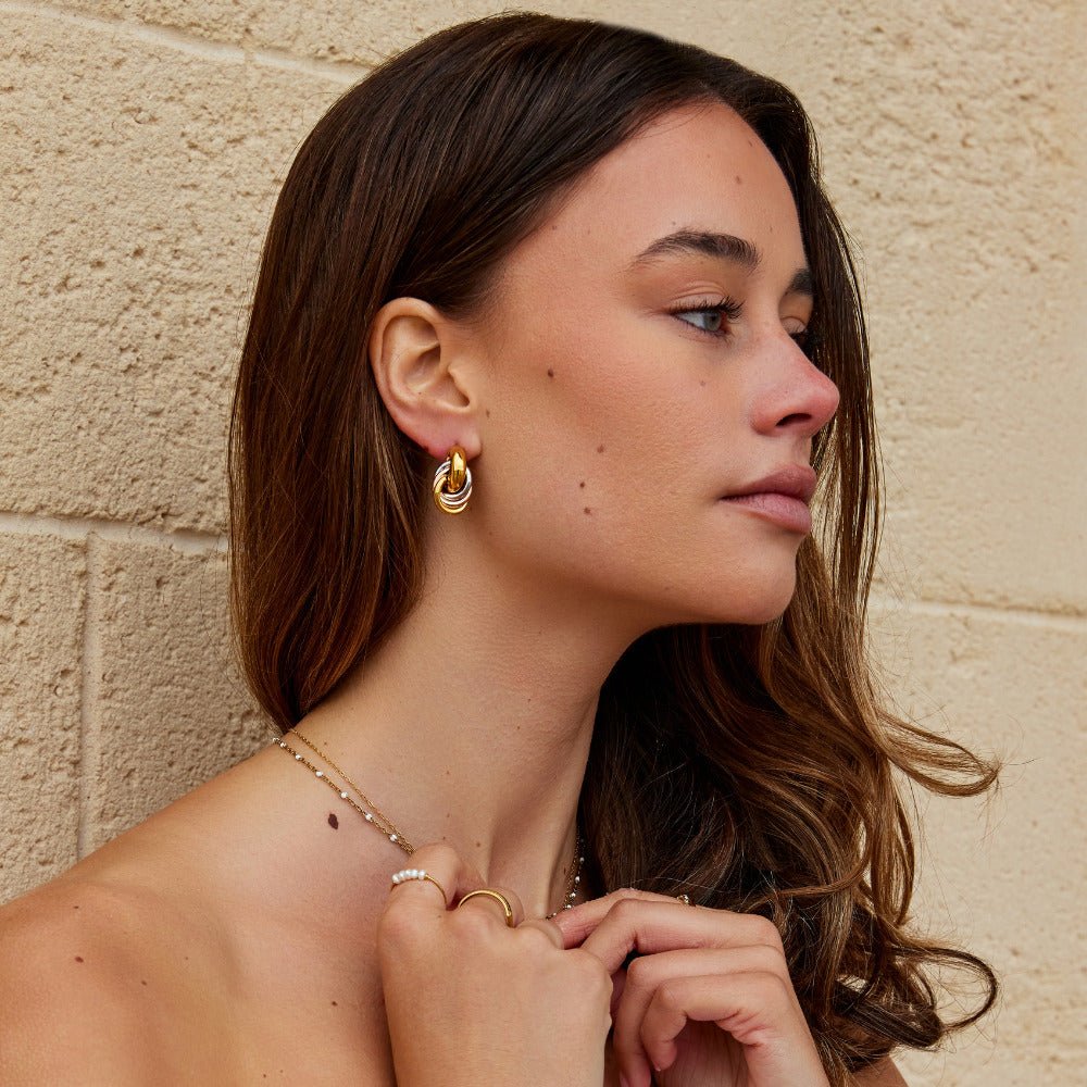 Twisted Three - Toned Hoop Earrings - Beautiful Earth Boutique