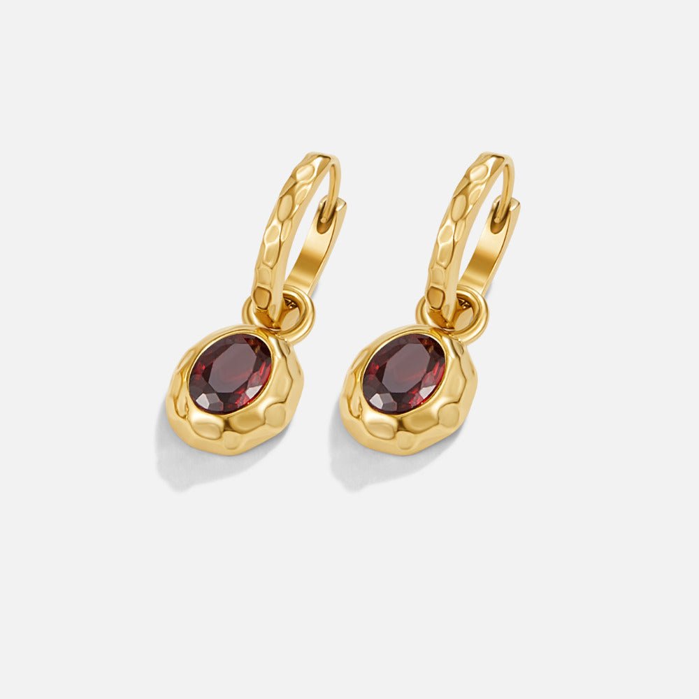 Vintage Garnet Hoop Earrings - Beautiful Earth Boutique