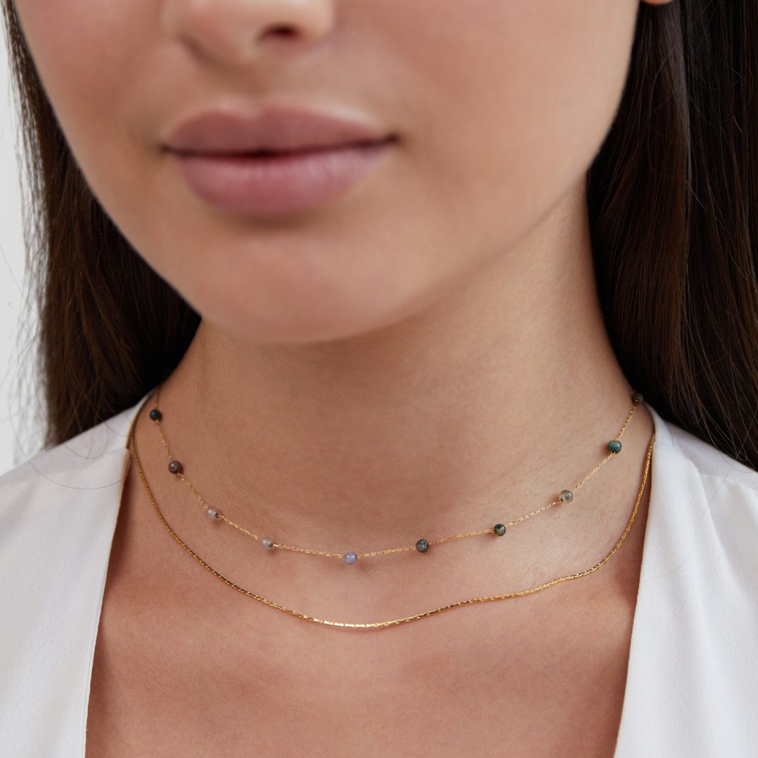 Layered Alana Gold & Stone Necklace - Beautiful Earth Boutique