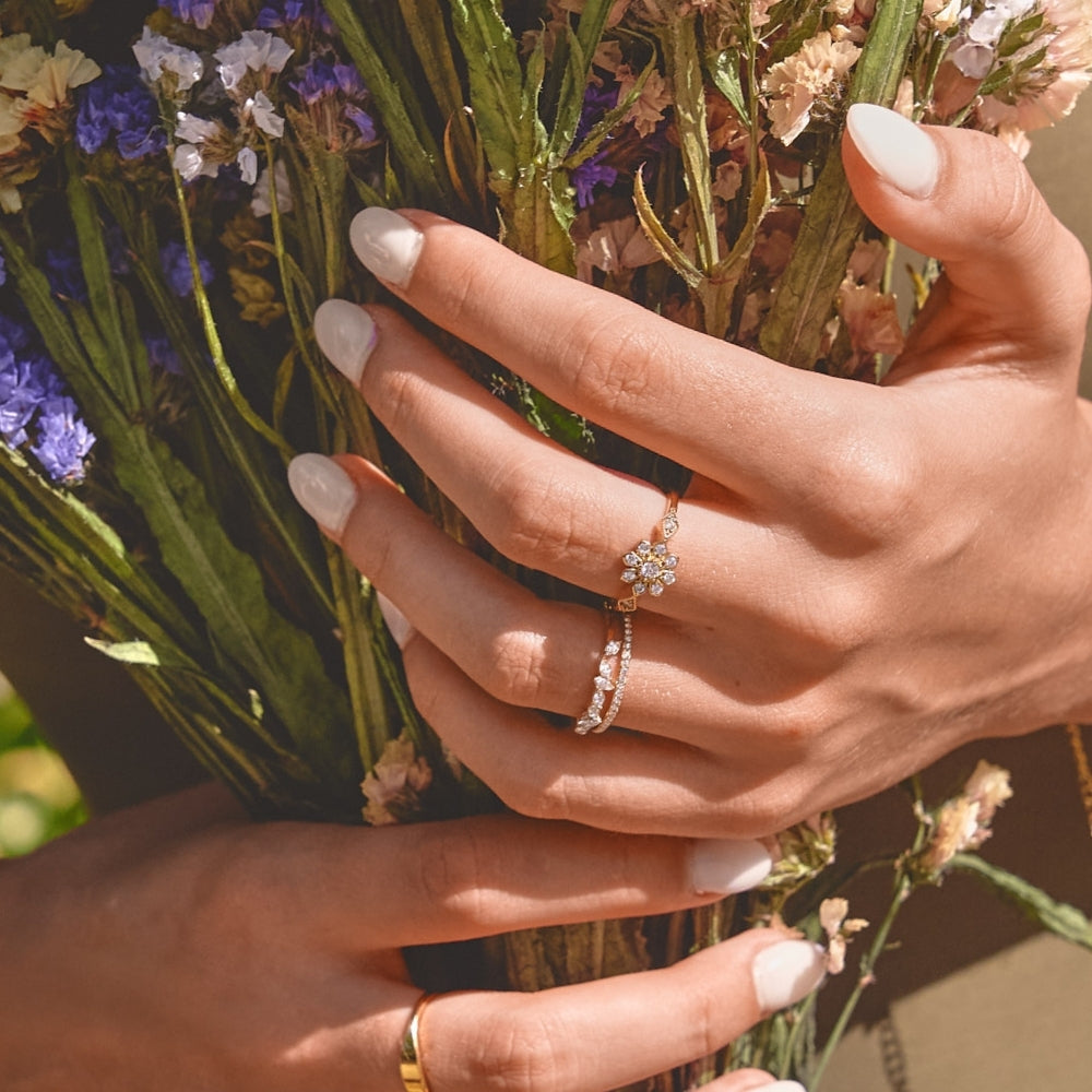 Aurora Crystal Flower Ring