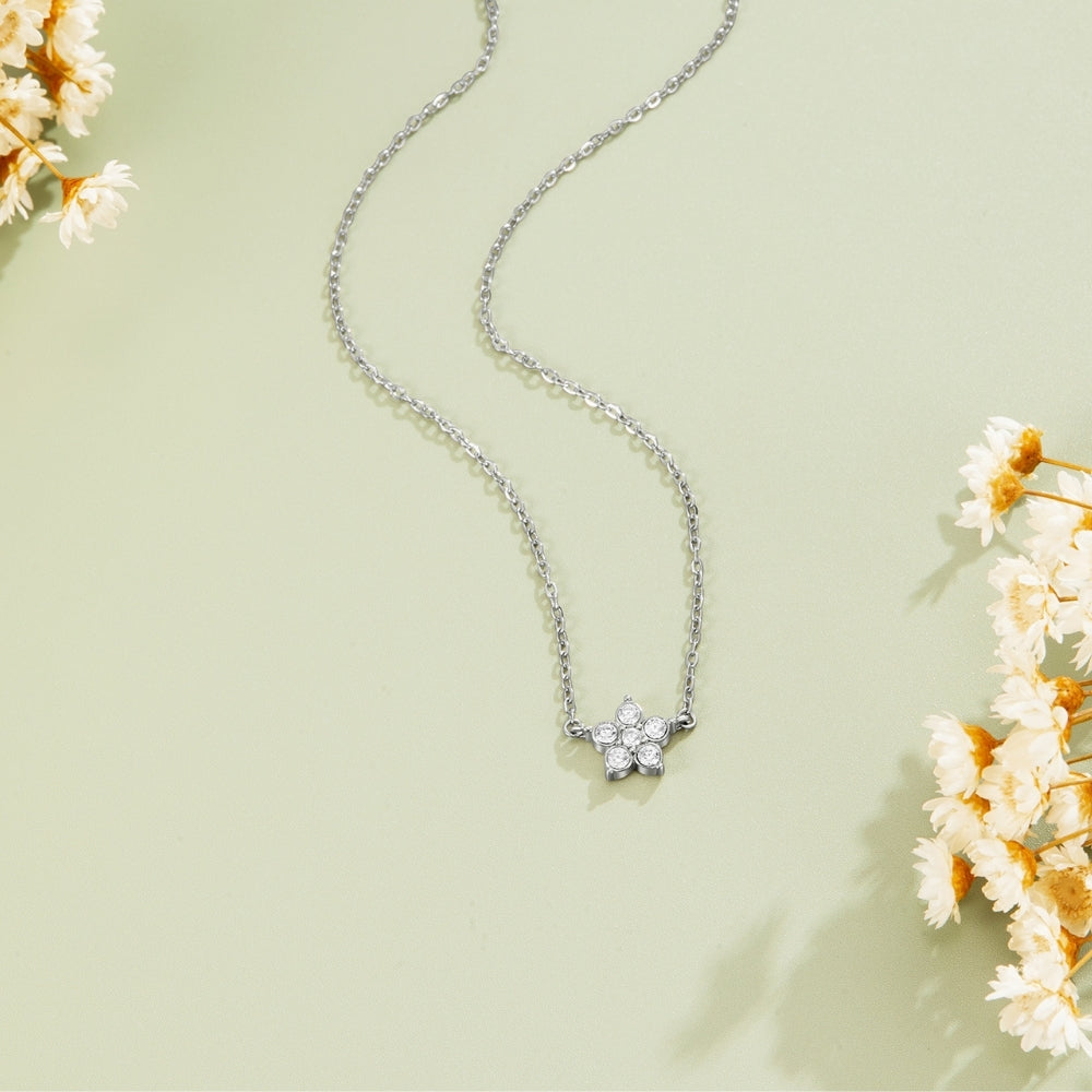 Elara Crystal Bloom Silver Necklace