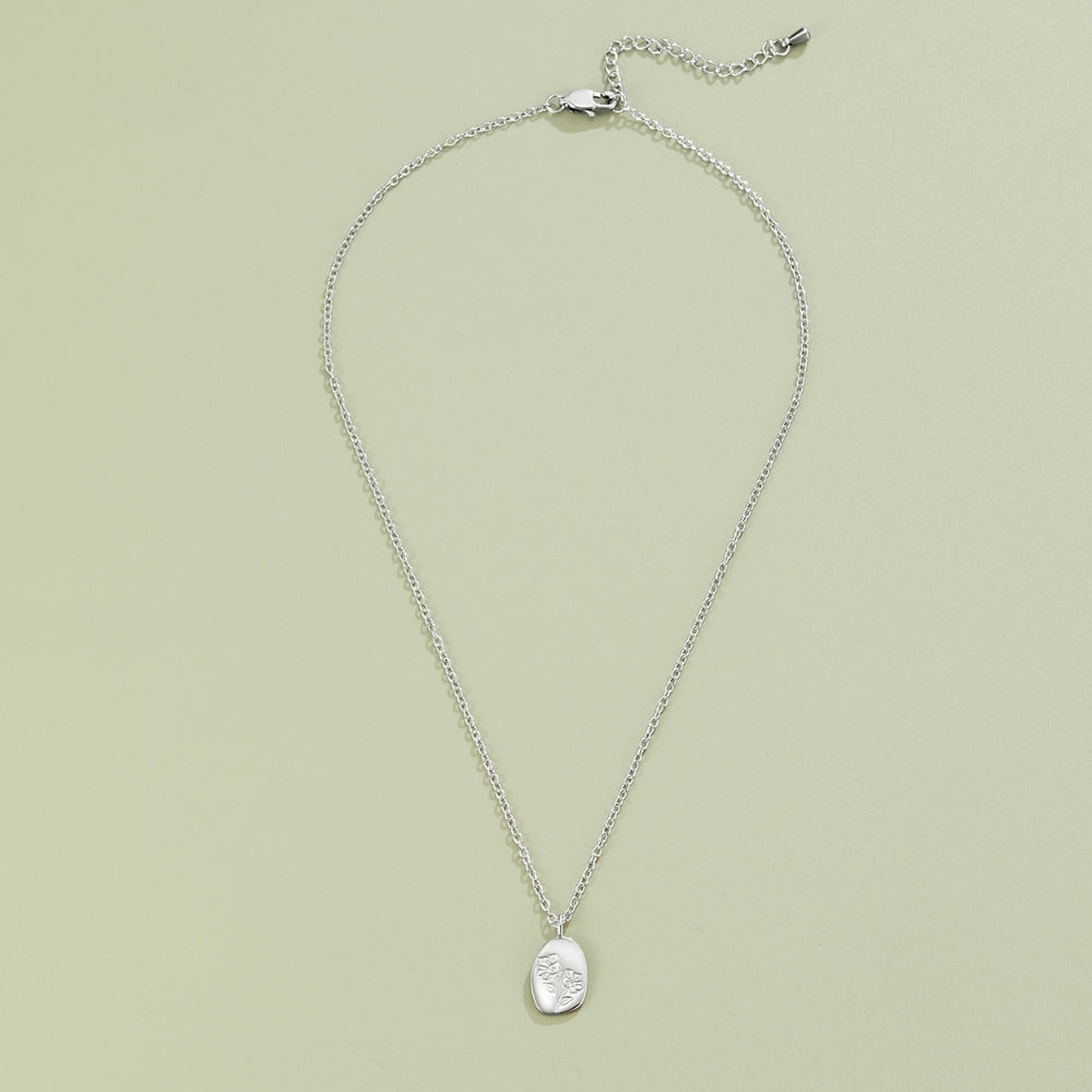 Engraved Wildflower Silver Necklace