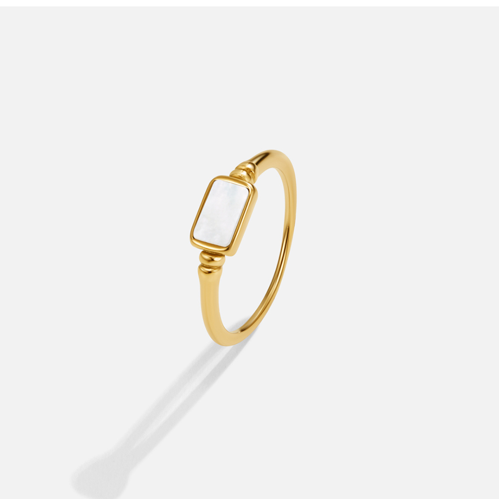 Gold Moonlight Pearl Shell Ring