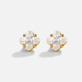 Golden Crystal Clover Stud Earrings