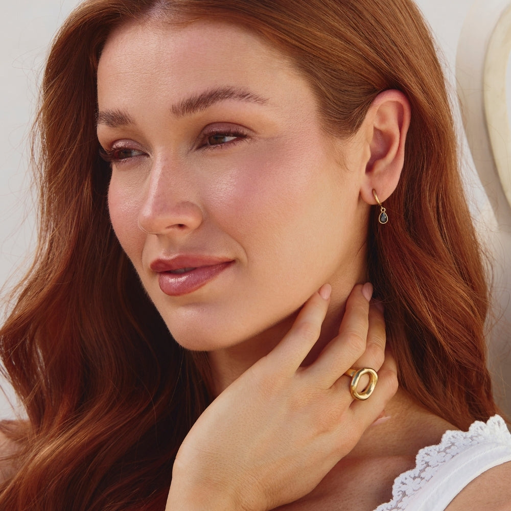 Golden Midnight Teardrop Earrings