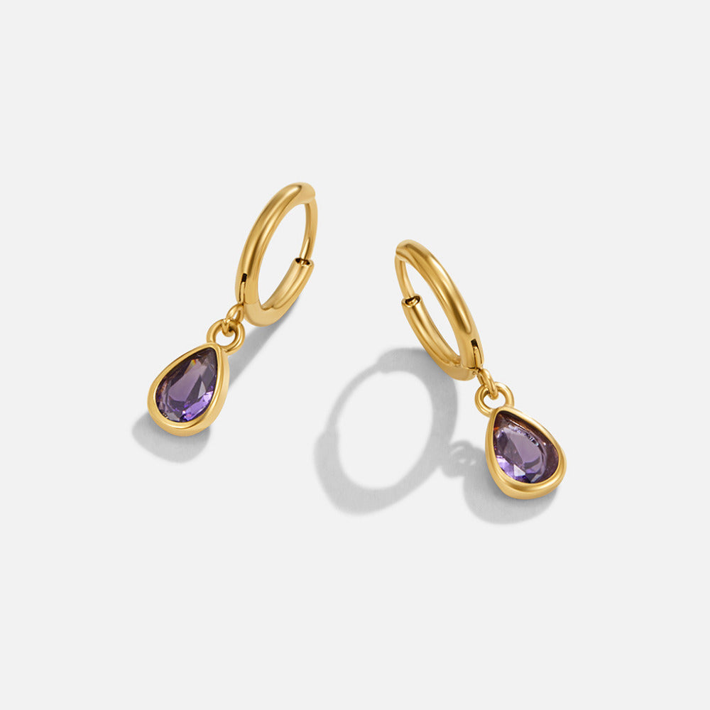 Golden Purple Teardrop Earrings
