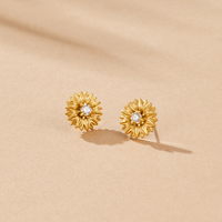 Golden Sunflower Stud Earrings