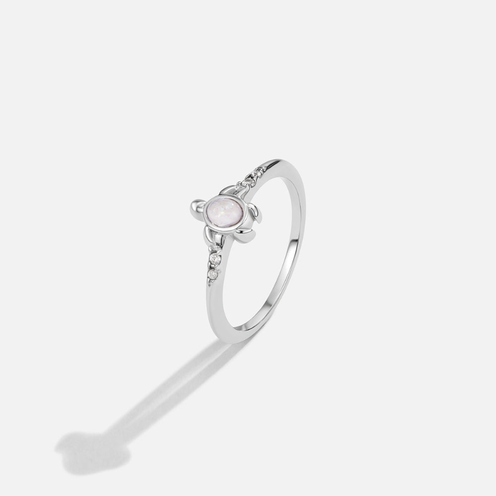 Opal Silver Turtle Ring