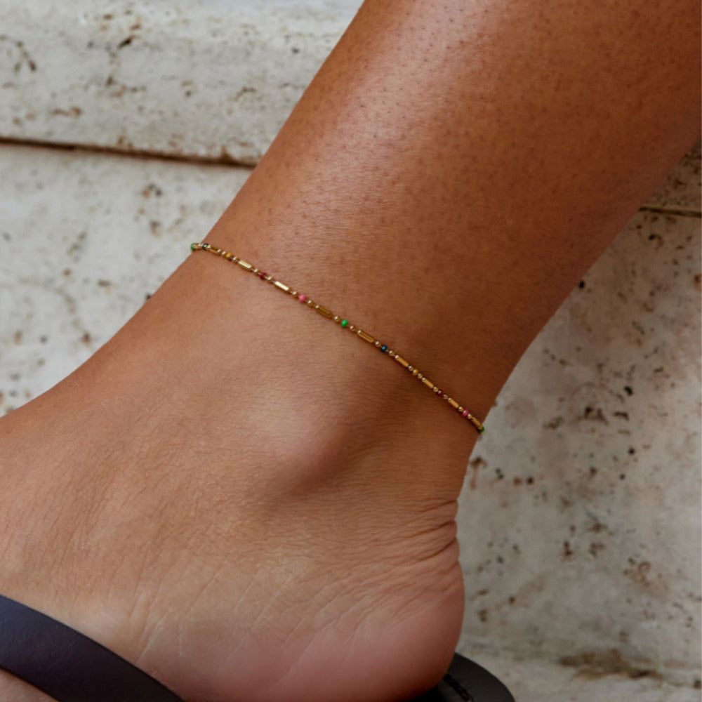 Rainbow Bead Anklet - Beautiful Earth Boutique