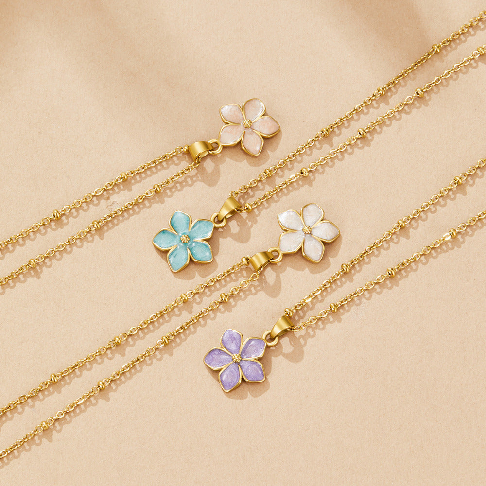 Purple Sakura Bloom Gold Necklace