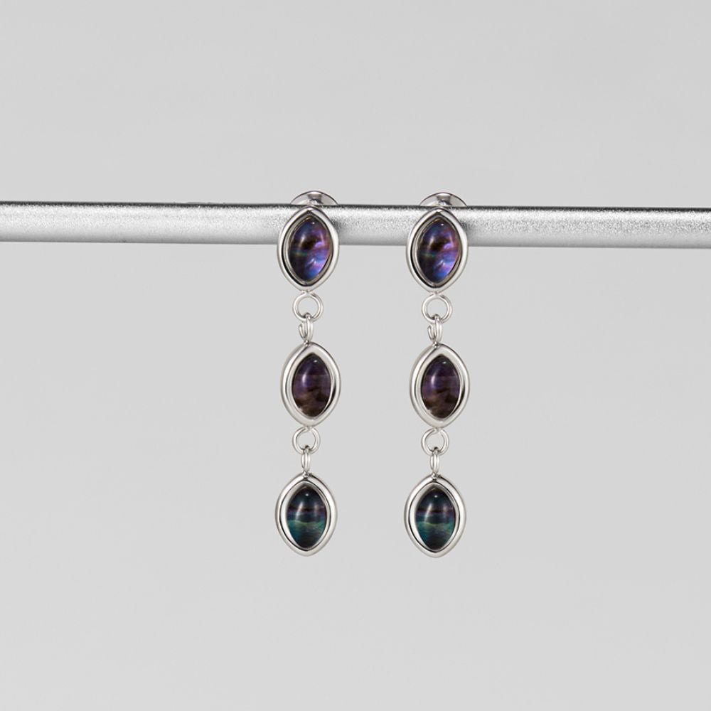 Silver Iridescent Pearl Drop Earrings