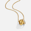 Twin Gold & Crystal Ring Pendant Necklace