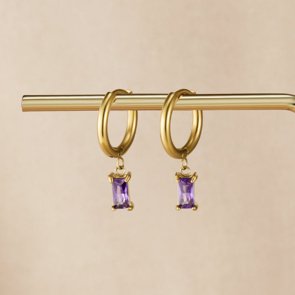 Avery Purple Crystal Drop Earrings - Beautiful Earth Boutique