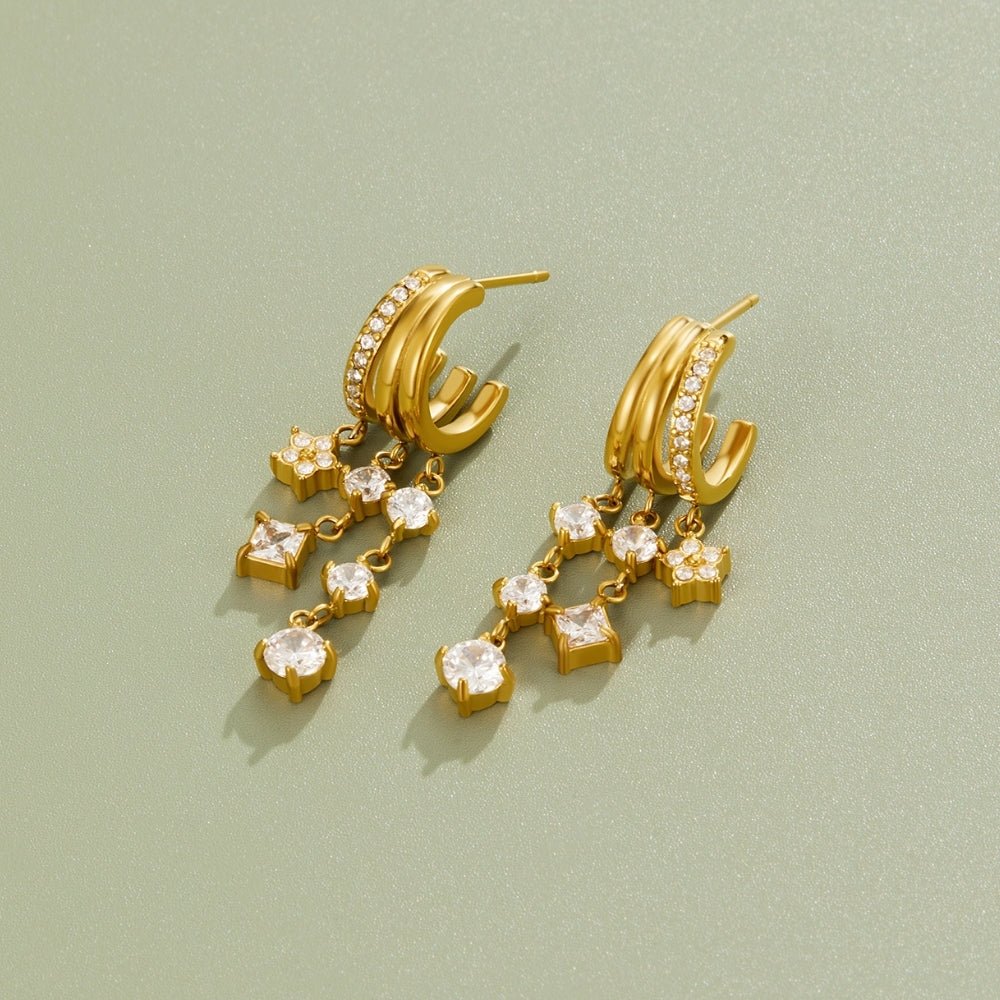 Crystal Bloom Triple Layered Earrings - Beautiful Earth Boutique