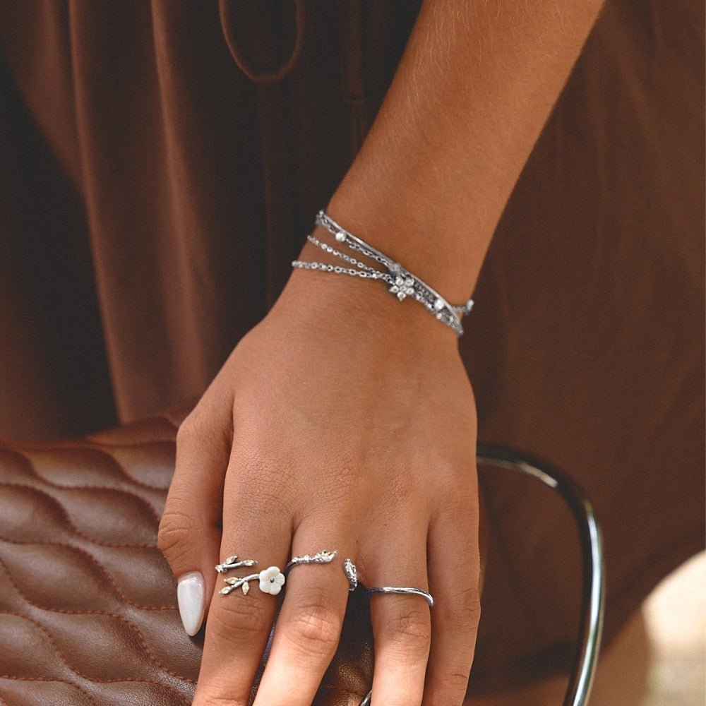 Elara Crystal Bloom Silver Bracelet - Beautiful Earth Boutique