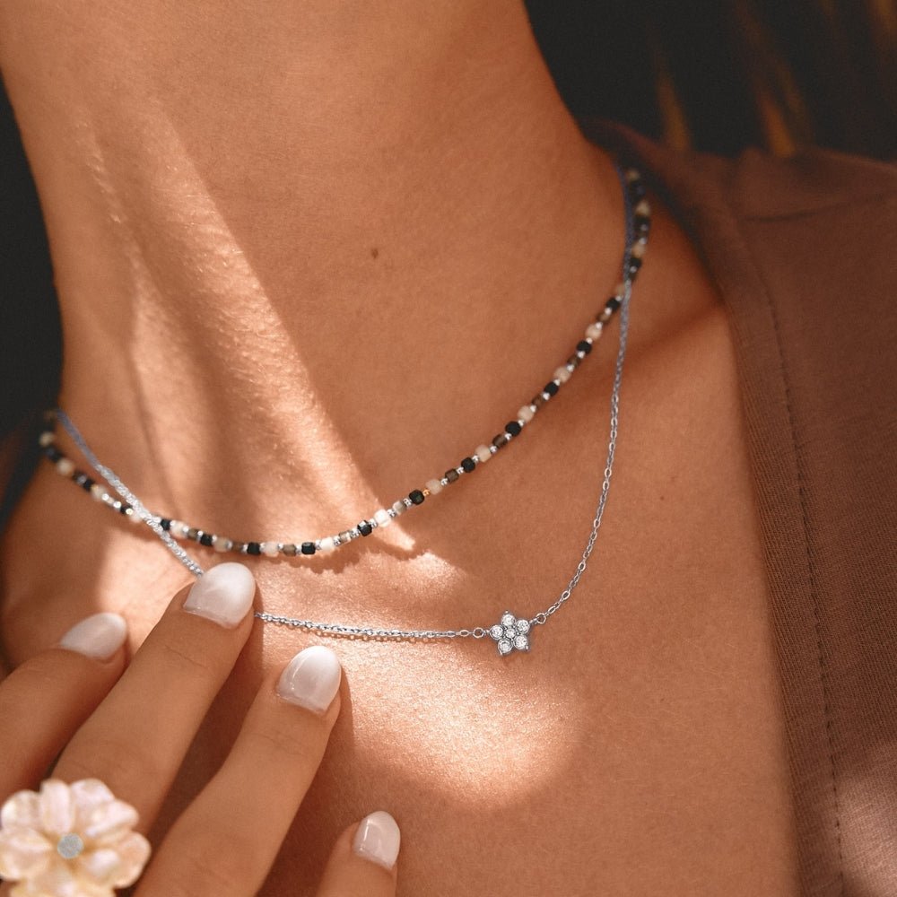 Elara Crystal Bloom Silver Necklace - Beautiful Earth Boutique