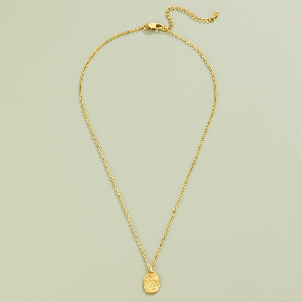 Engraved Wildflower Gold Necklace - Beautiful Earth Boutique