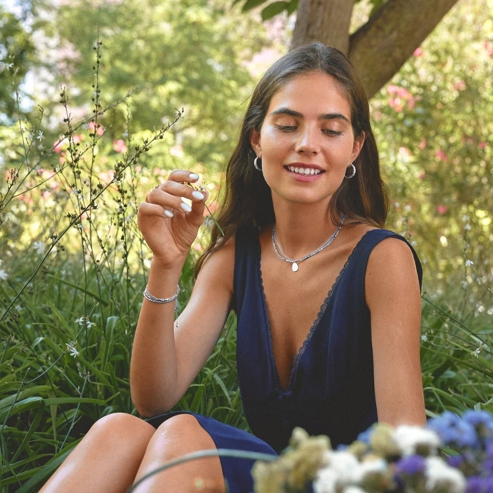 Engraved Wildflower Silver Necklace - Beautiful Earth Boutique