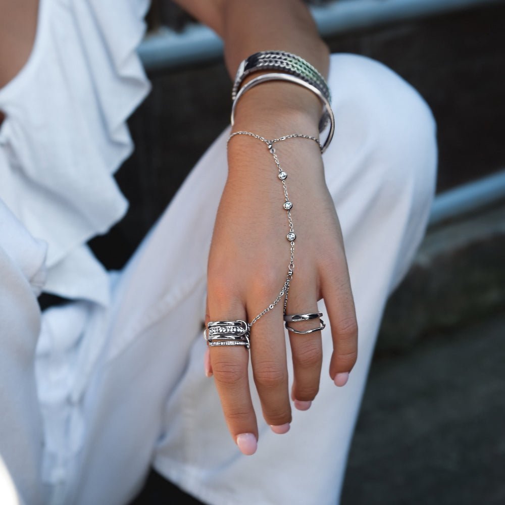 Freya Crystal & Silver Hand Chain Bracelet - Beautiful Earth Boutique