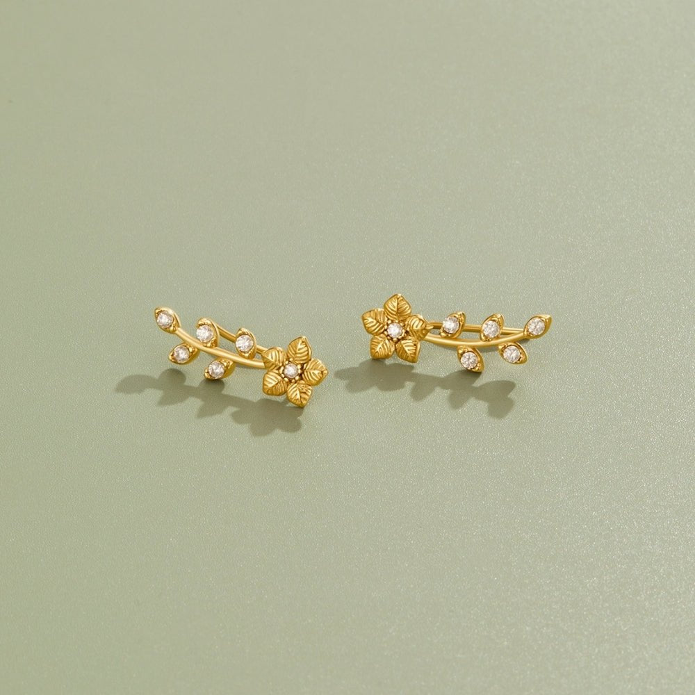 Golden Crystal Vine Earrings - Beautiful Earth Boutique