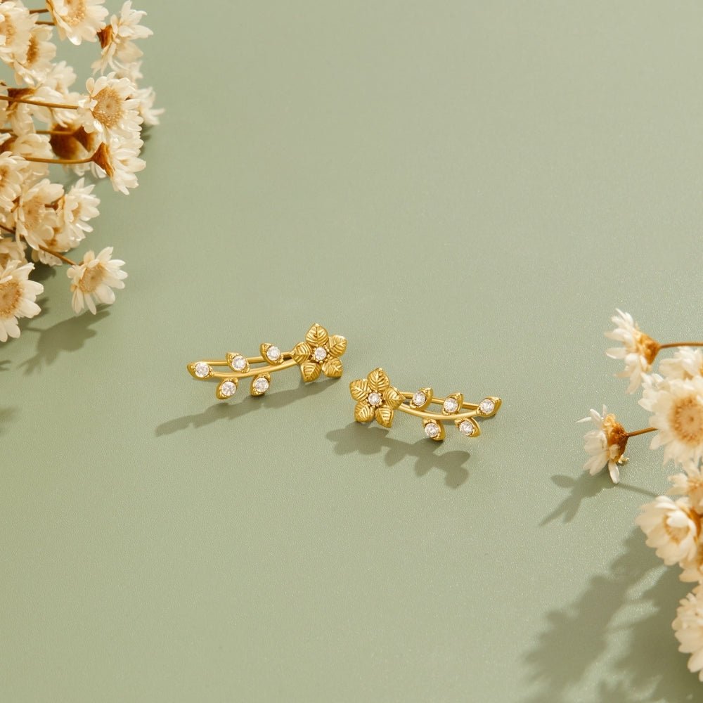 Golden Crystal Vine Earrings - Beautiful Earth Boutique
