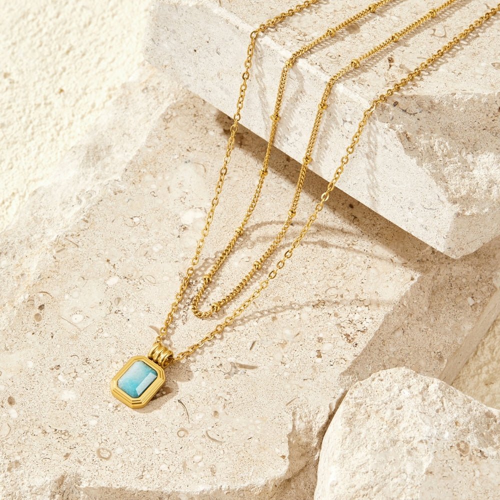 Layered Celestial Blue Stone Necklace - Beautiful Earth Boutique