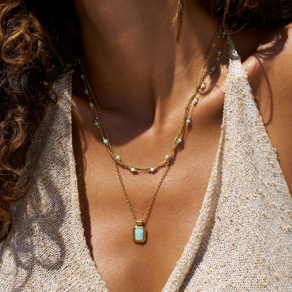 Layered Celestial Blue Stone Necklace - Beautiful Earth Boutique
