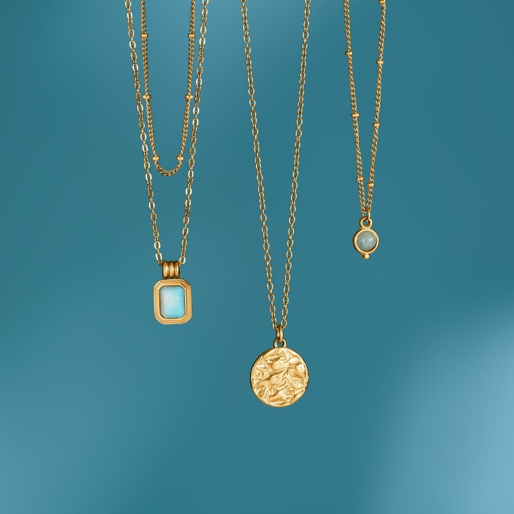 Layered Celestial Blue Stone Necklace - Beautiful Earth Boutique
