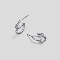 Layered Crystal Silver Hoop Earrings