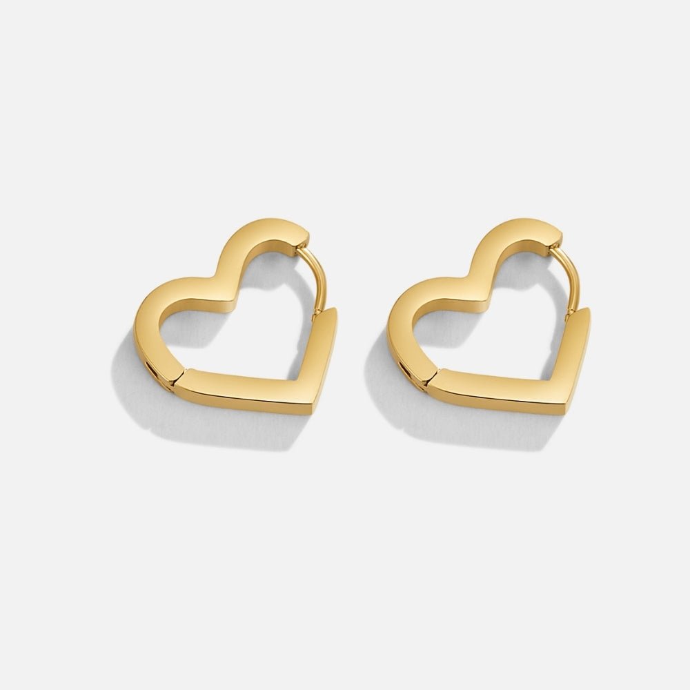 Mary Heart Gold Hoop Earrings - Beautiful Earth Boutique