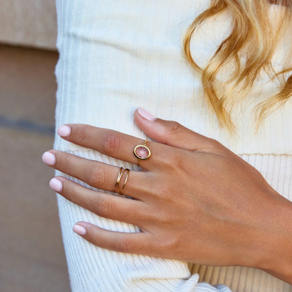 Pink Rose Crystal Gold Ring - Beautiful Earth Boutique
