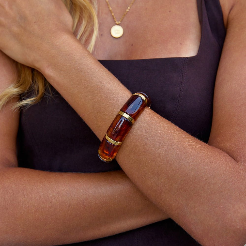 Sabina Golden Brown Marbled Bracelet - Beautiful Earth Boutique