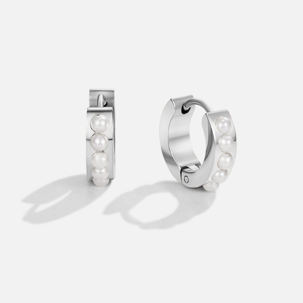 Silver Eula Pearl Hoop Earrings - Beautiful Earth Boutique