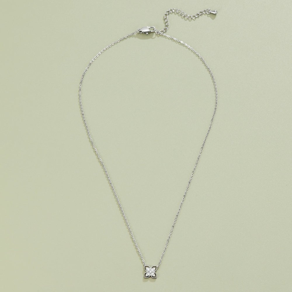 Silver Four Leaf Crystal Necklace - Beautiful Earth Boutique