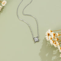 Silver Four Leaf Crystal Necklace - Beautiful Earth Boutique