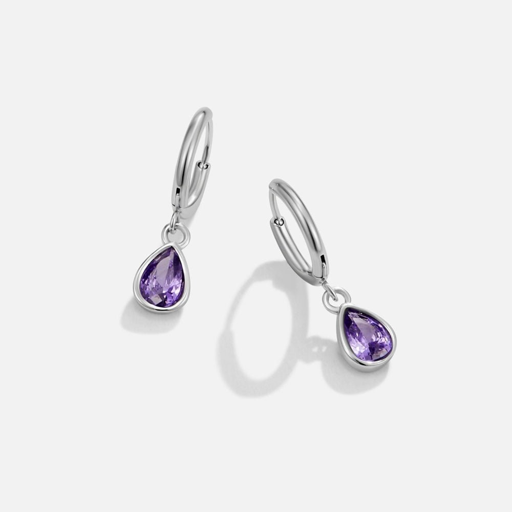 Silver Purple Teardrop Earrings - Beautiful Earth Boutique
