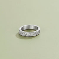 Silver Sculpted Flower Band Ring - Beautiful Earth Boutique