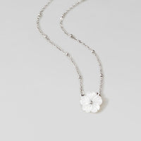 Silver White Blossom Flower Necklace - Beautiful Earth Boutique
