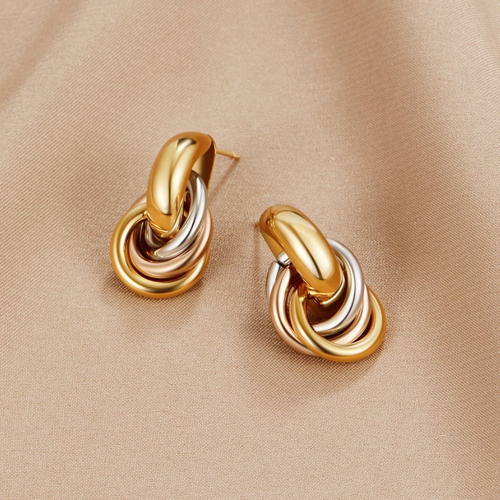 Twisted Three - Toned Hoop Earrings - Beautiful Earth Boutique