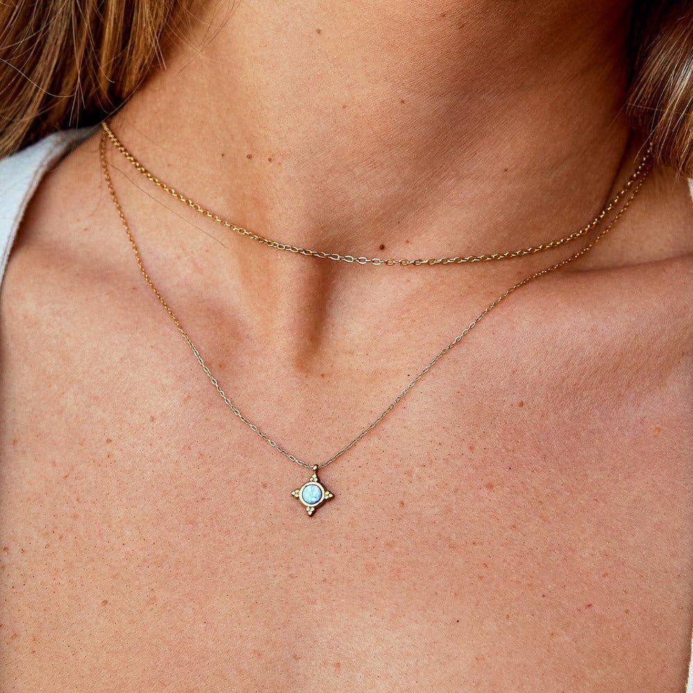 Vintage Blue Opal Pendant Necklace - Beautiful Earth Boutique