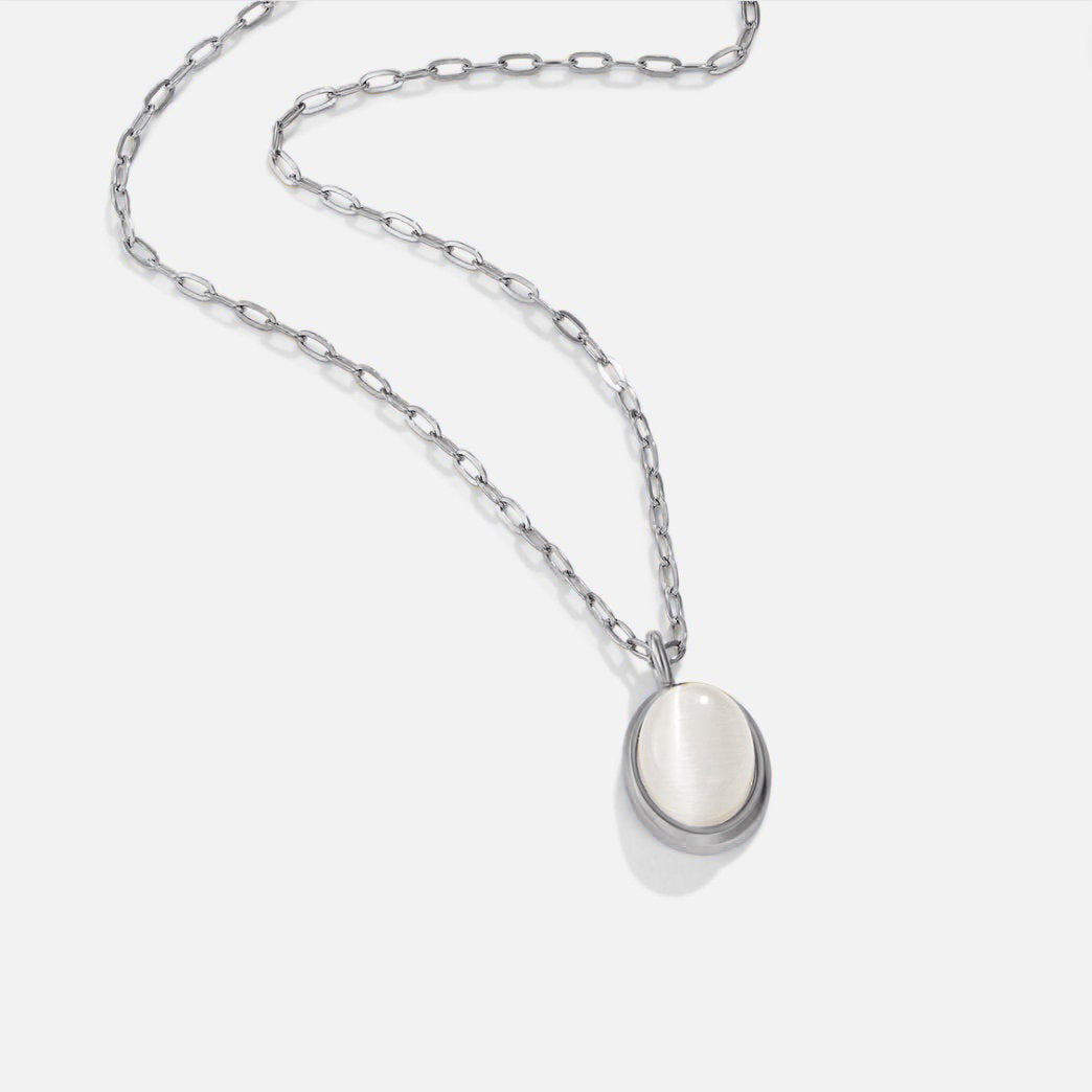 Silver White Opal Necklace